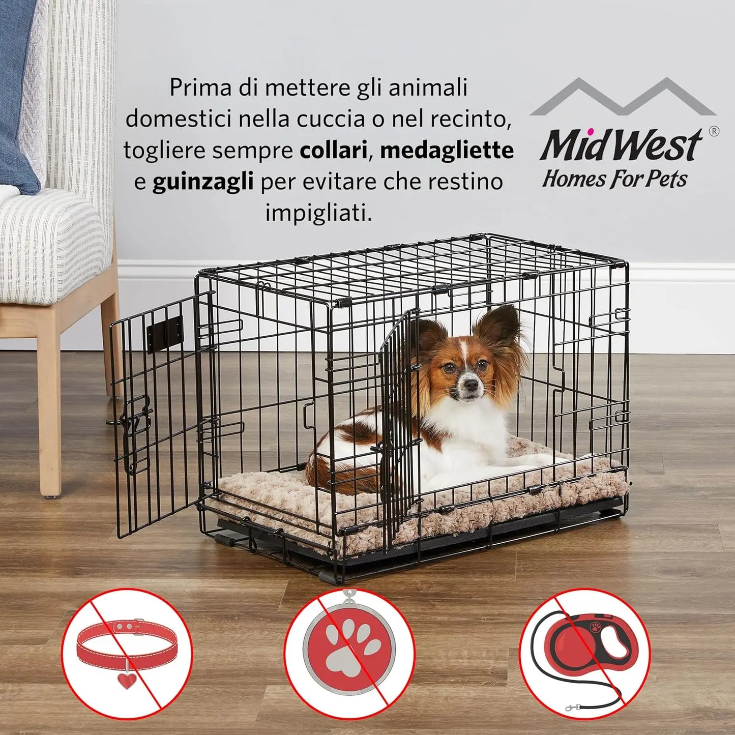 36-Inch Folding Dog Crate with Double Doors, Leak-Proof Pan, Divider Panel for Medium to Large Dogs