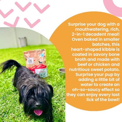 Baked and Saucy Dry Dog Food - Beef + Sweet Potato - Prebiotic + Probiotic Real Meat Grain Free No Fillers 10.25lb Bag