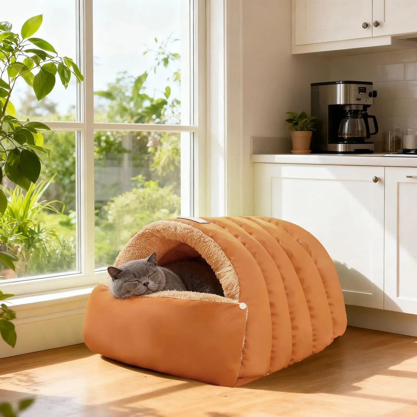 Semi Enclosed Pet Cave Bed Warm Comfortable Windproof Sleeping Sack Washable Pet Nest for Cats Small Dogs Indoor Outdoor