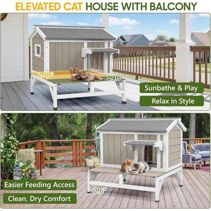 Cat Houses for Outdoor Cats Feral Cat Shelter Wooden Pet House