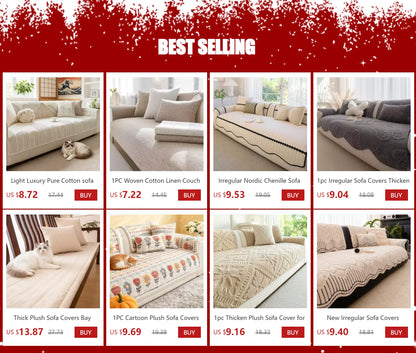 Chenille Sofa Cover Anti-slip Geometric Couch Slipcover Winter Warm ArmChair Protector for Living Room 1/2/3/4 Seater L Shaped