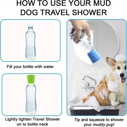 Portable Pet Shower Head - Adjustable Silicone Bath Sprayer for Dogs and Cats, Gentle Water Flow for Outdoor & Indoor Pet