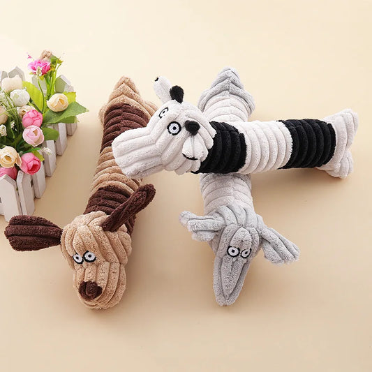 Pet Chew Squeaky Toy for Dogs Cats - Plush Interactive Training Toy, Teeth Cleaning Molar Toy, Safe Soft Chew Toy for