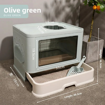 Large Closed Foldable Top Entry Cat Litter Box Automatic Self Cleaning Odor Control Anti Splash Easy Clean Cat Toilet Pet