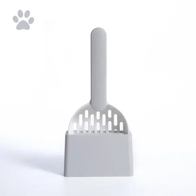 Cat Litter Scoop Set with Base Long Handle Clashing Cat Poop Tool High-Grade ABS Plastic Durable Kitten Toilet Cleaning Tool Pet