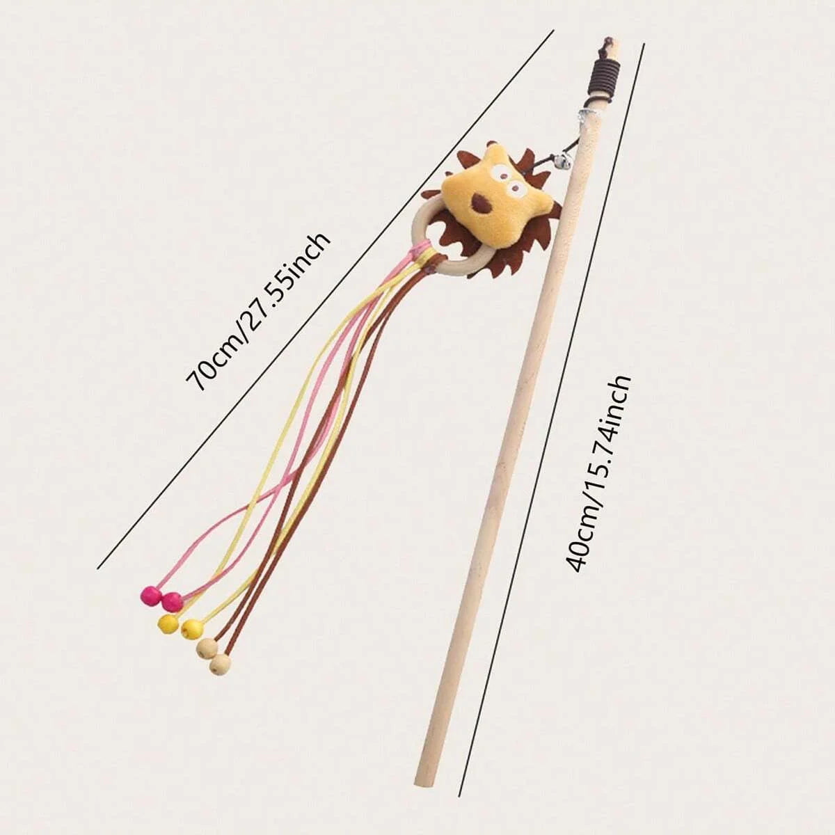 1pc-Interactive cat wand with bells, cartoon animals, and wands - providing exercise and playtime fun for your cat-random color