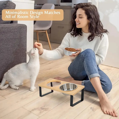15° tilted heightened pet bowl heightened dog bowl with stainless steel food bowl feeder suitable for cats and puppies