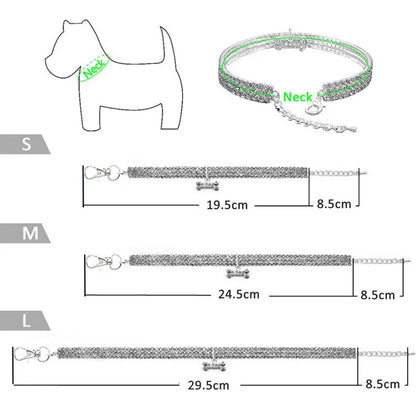 Adjustable Pet Necklace Cat Dog Crystal Collar Rhinestone Bone Pendant Puppy Luxury Fashion Beauty Dress Up Dog Accessories