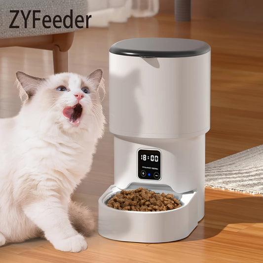 4L WIFI Button Automatic Cat Feeder Intelligent Cat and Dog Pet Feeder Smart Pet Cat Food Dispenser Pet Feeder(No 5V 1A plug) - Pet Suppie