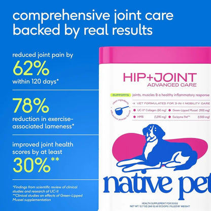Advanced Care - Hip & Joint Supplement for Dogs - Supports Joints, Cartilage, Muscles & Anti-Inflammatory with HMB, UC-II Collag