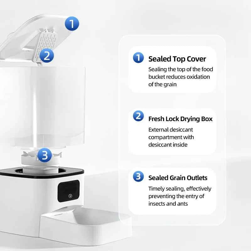 6L WIFI cat automatic feeder, double meal pet feeder, cat food dispenser that can feed 2 pets at the same time, dog feeder
