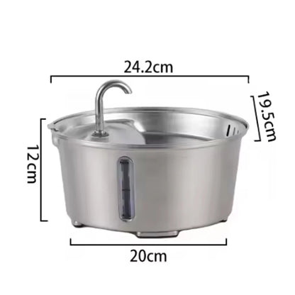 2.6L/87.9oz Stainless Steel Cat Water Fountain Automatic Cat Drinker Drinking Fountain For Cats Dogs Pet Water Dispenser