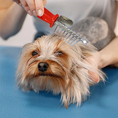 Dog Comb Pet Grooming Tools Dog Rake Comb Trimmer Stainless Steel Cat Dog Comb for Dematting Removing Dead Matted & Knotted Hair
