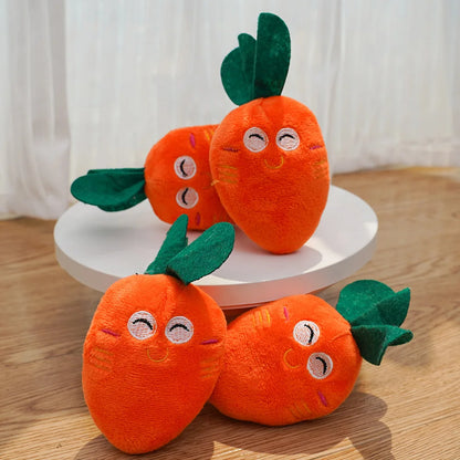 Cute Bone Chicken Leg Fruit Carrot Plush Pet Toys Squeaky Durable Chew Toys for Dogs Cats Interactive Bite Resistant Teething Pe