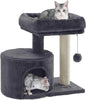 Cat Tree, Small Cat Tower with Sisal Scratching Post, Plush Condo with Padded Perch, for Small Spaces, Kittens, Smoky Gray UPCT5