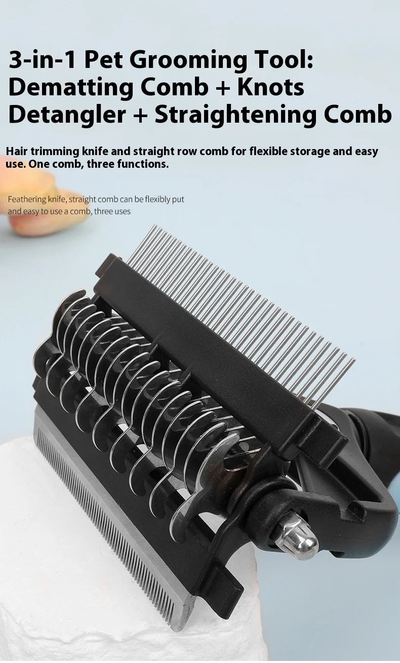 3 In 1 Pet Deshedding Brush Dog Hair Remover Pet Fur Knot Cutter Puppy Cat Comb Brushes Dogs Grooming Shedding Supplies