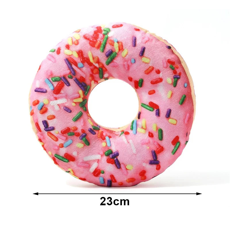 Plush Dog Toy Doughnut Pizza Shape Pet Squeaky Toys for Small Large Dogs Cleaning Teeth Puppy Chew Sound Toy Pet Supplies