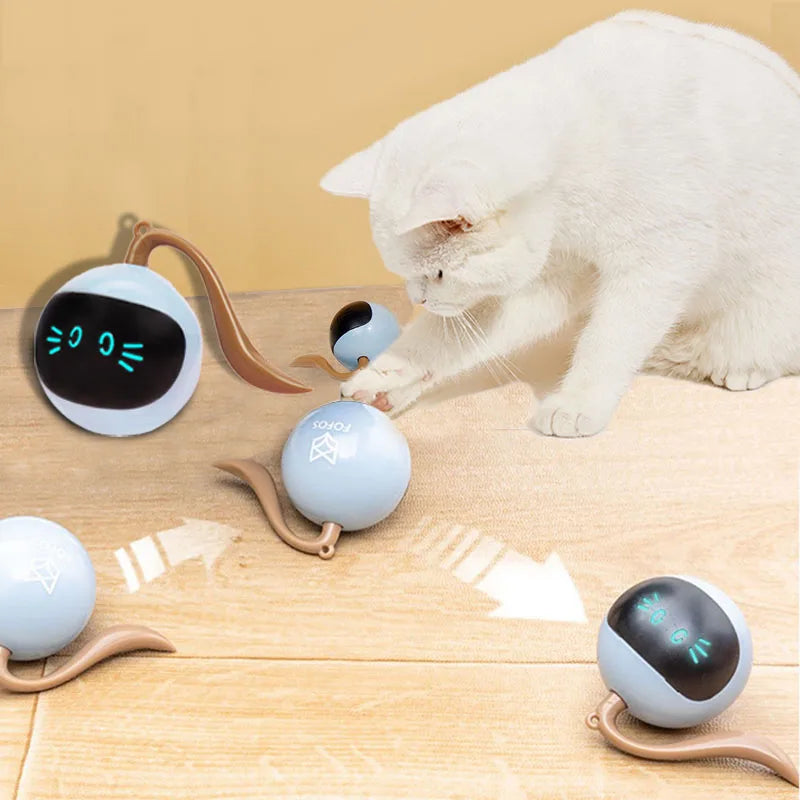 Pet AI Smart Cats Toy Usb Rechargeable Rotation Petanque Ball  Automatically Avoid Obstacles Toys Interactive Games Fun Cat Ball