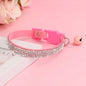 Soft Pink Suede Leather Cat Collar - Bling Rhinestone Design with Bell, Safety Breakaway & Adjustable XS/S for Cats & Puppies