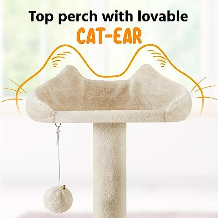 XL Multi-Level Cat Tree, Double Caves, Perches, Sisal Posts Anti-wobble stable base, easy assembly, multi-level layout, high pe