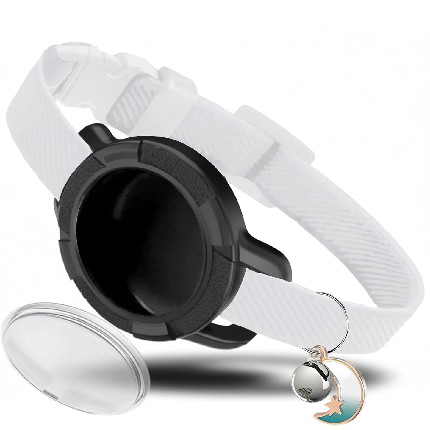 Fashion Anti-lost AirTag Cat Collar, Elastic Collar with Bell & GPS Tracking Holder Case for Cats Puppies（Tracker not included）