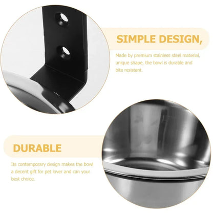 Wall Mounted Pet Bowl Stationary Dog Cage Bowl Stainless Steel Dog Cat Hanging Bowls Durable Puppy Kitten Feeder Water Food Bowl