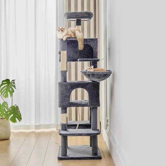 JHK Cat Tree Tower 66 Inch Large Multi Level Cat Climbing Tower with Condo Natural Sisal Scratching Posts Pet House for Indoor
