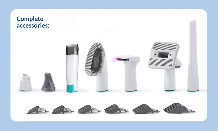 pet 7-in-1 hair suction device cat dog vacuum cleaner machine hair trimmer electric push cutting grooming shaving cleaning