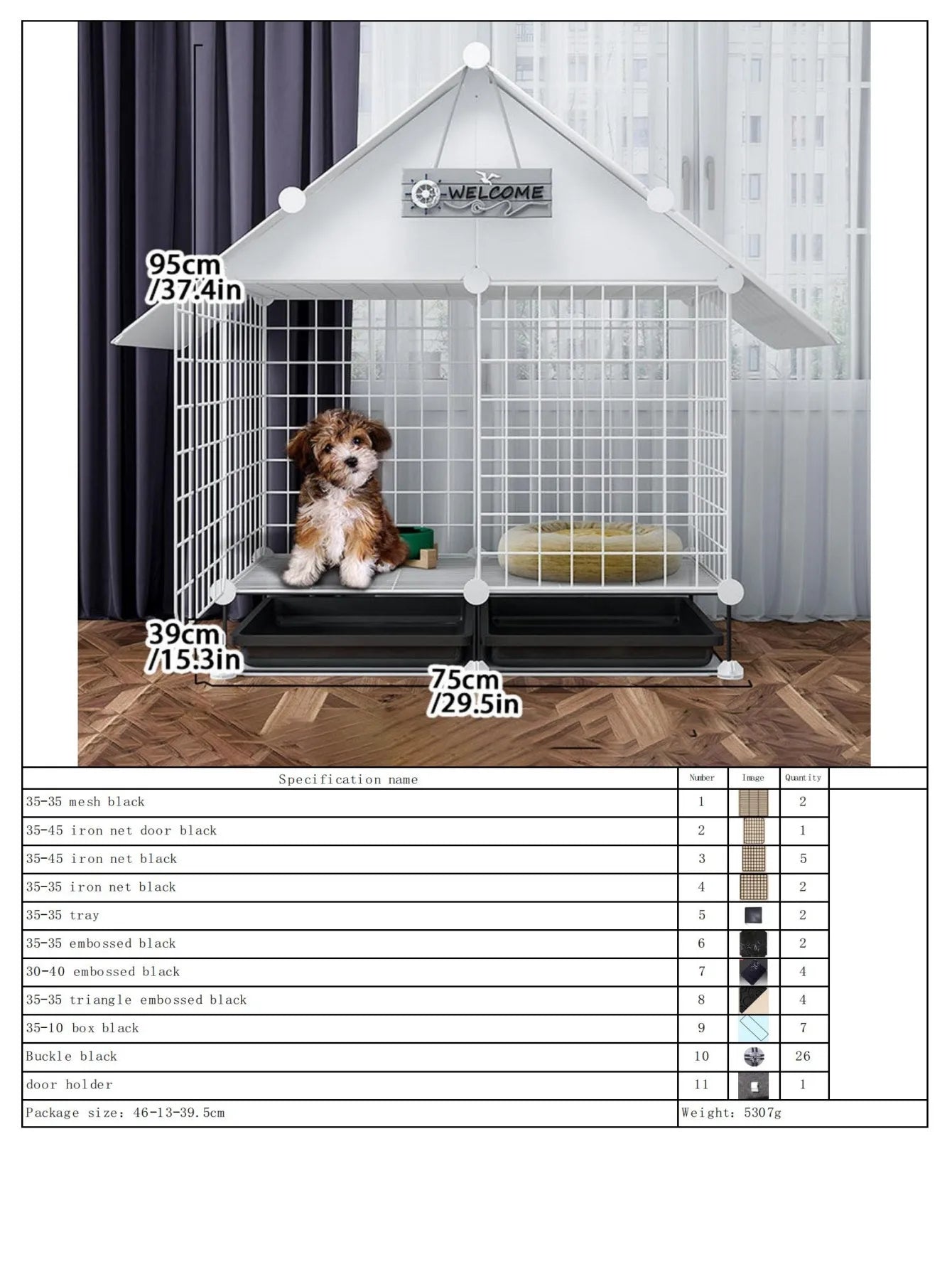 Indoor Dog Cage Villa with Toilet Small Dog Shelter for Pomeranian And Teddy Dogs Family Pet Cage with Tray
