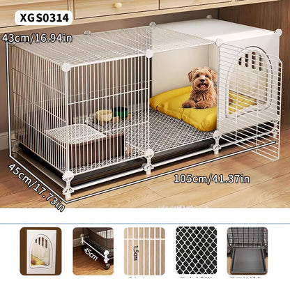 Dog Cage for Small and Medium-Sized Dogs, Indoor Household Use, Teddy Bichon Dog House with Tray, Integrated Toilet, Cat Cage, Dog Fence