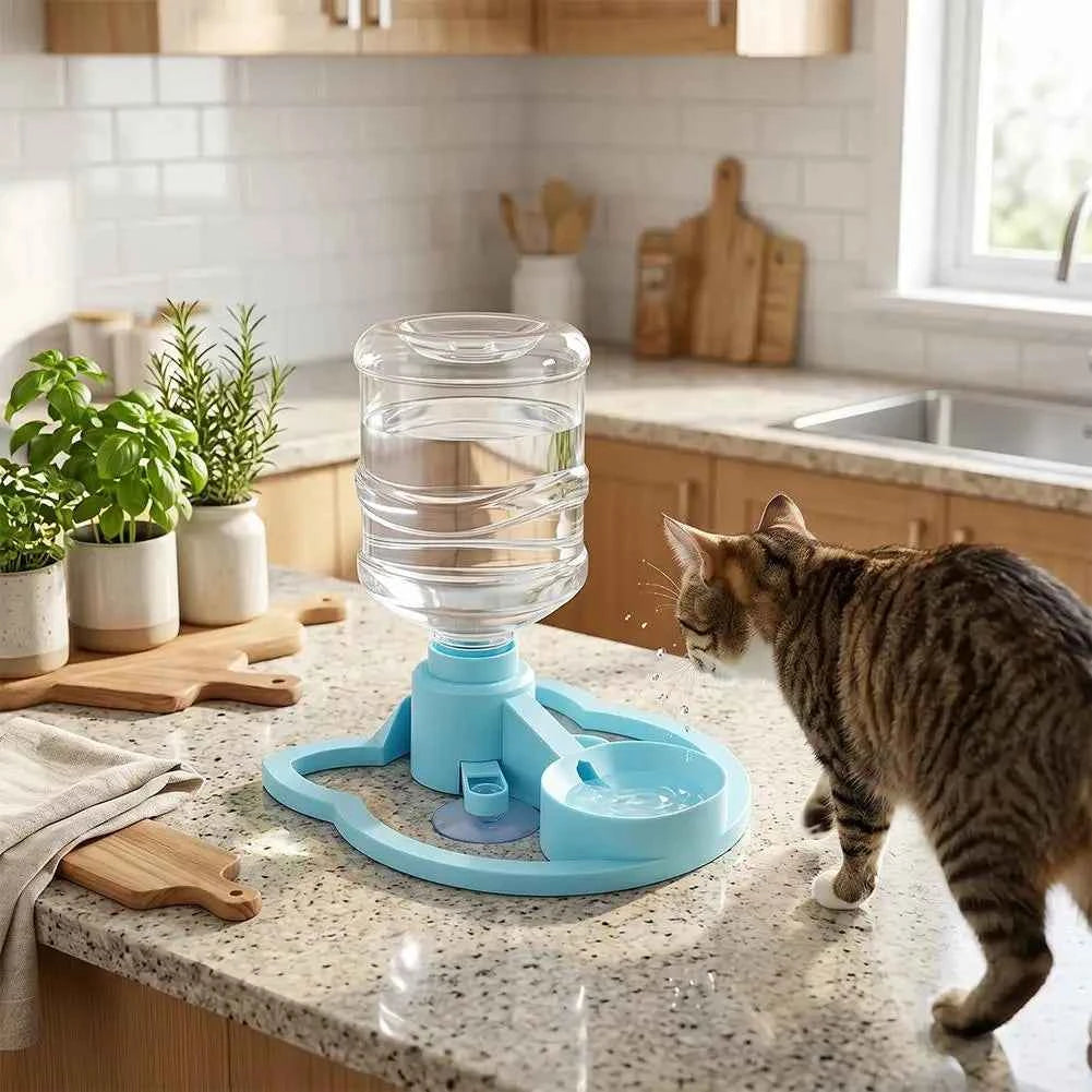 Premium Gravity Pet Water Dispenser, No Filter No Electricity, with Feeding Station Leak-Proof Water Bowl for Cats & Small Dogs