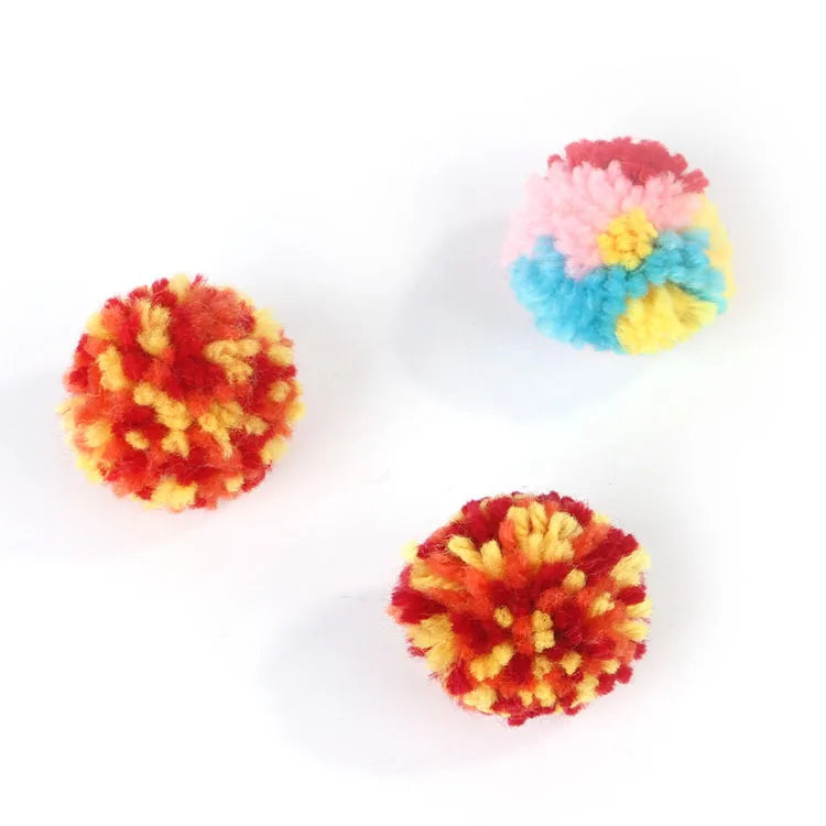 Funny Cat Toys Colorful Woolen Ball Interactive Boredom Relief Kitten Toy Chasing Indoor Playing Plush Balls Pet Supplies