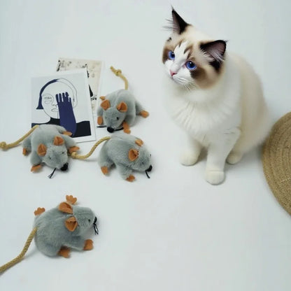 Interactive Cat Toys Plush Mice Playthings Gray Mouse Shape Kitten Toy for Indoor Cat Plush Mouse Cat Toys Cat Chew Toy
