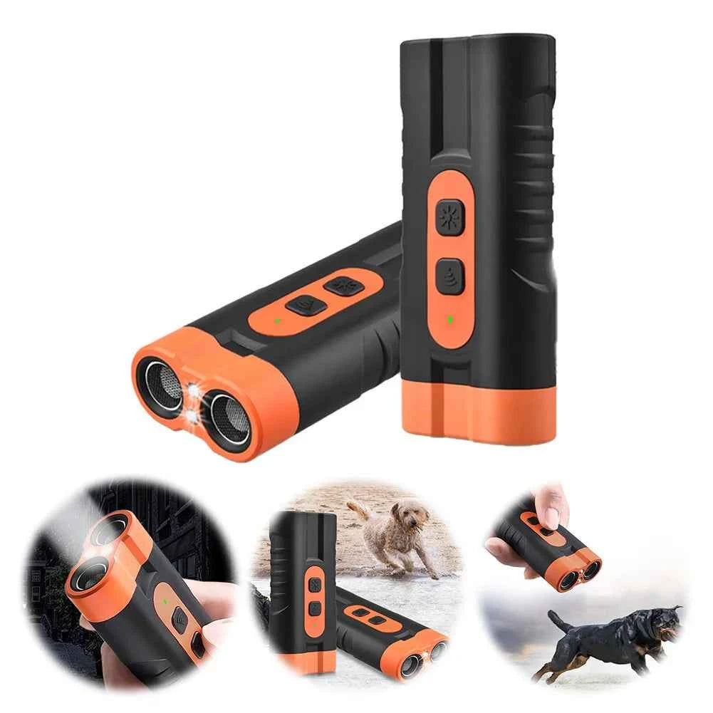 Ultrasonic Dog Repeller Rechargeable Anti Barking Device with LED Flashlight Dog Repellent Dog Training Device Safe for Dogs