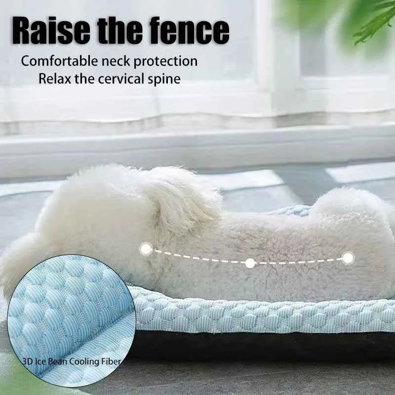 Summer Pet Cooling Mat Ice Silk Breathable Pad Cat Cushion Dog Sleep Nest Kennel Cool Feeling Teddy Bed for Small Medium Pets