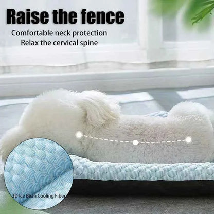 Summer Pet Cooling Mat Ice Silk Breathable Pad Cat Cushion Dog Sleep Nest Kennel Cool Feeling Teddy Bed for Small Medium Pets