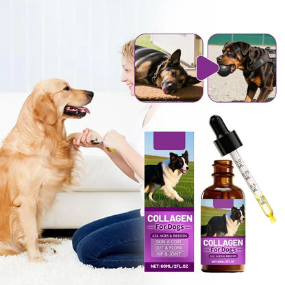 Dog Collagen Absorbable Drops Pet Cleaning & Nutritional Care - Skin Hair Intestinal Joint Health Support Daily Pet Supplement