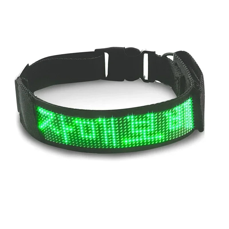 Collar Programmable LED Dog Collar Flashing Light Up Rechargeable Pet Dog Safety Collar Glow in The Dark Light-up Neck Loop