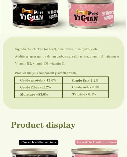 Canned cat snacks canned dog beef canned chicken canned pet wholesale pet snacks
