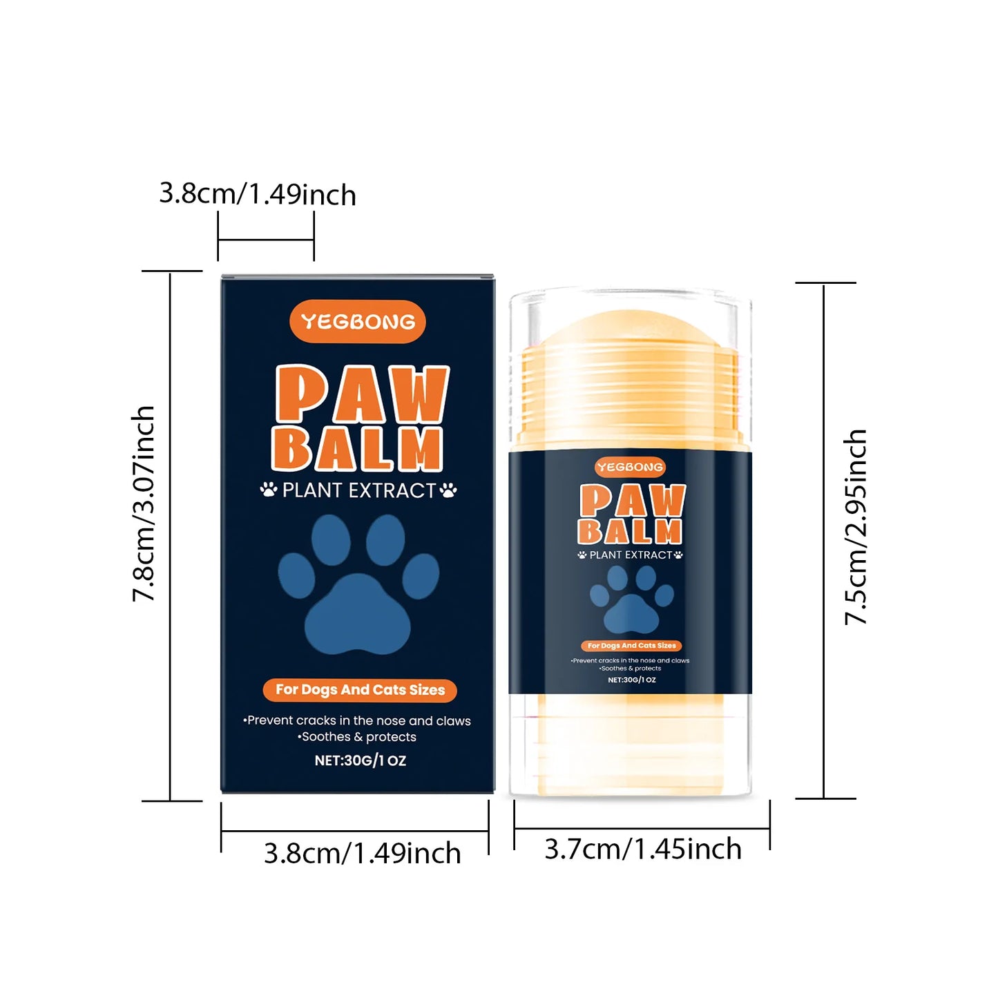YEGBONG Pet Paw Stick for Dogs Cats Natural Balm Dry Cracked Paws Protection Hypoallergenic Safe Licking Nourishing Care Winter