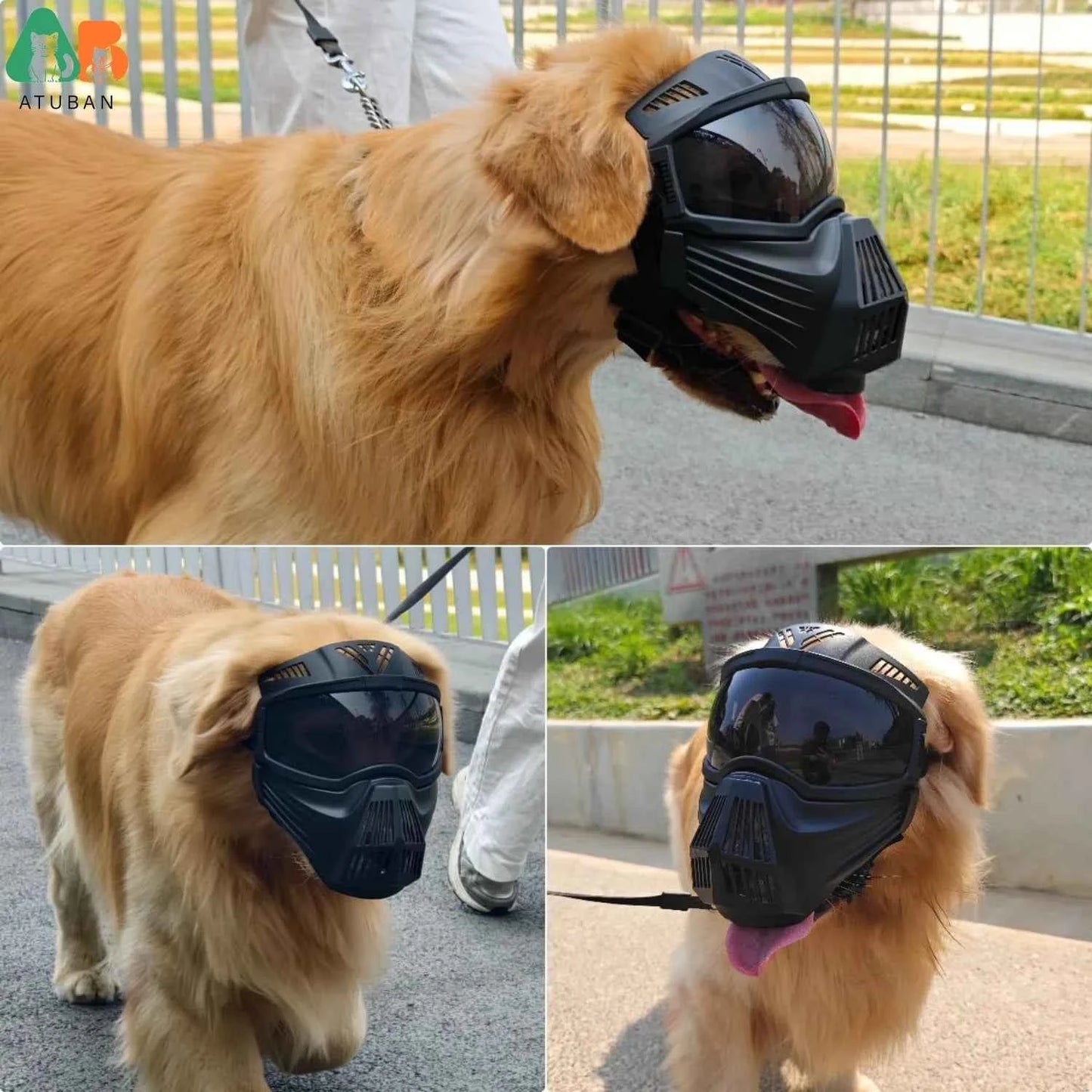 ATUBAN Dog Goggles Large Breed, UV Protection Full Face Sunglasses for Dogs, Windproof Dustproof Snowproof Pet Eyes Wear