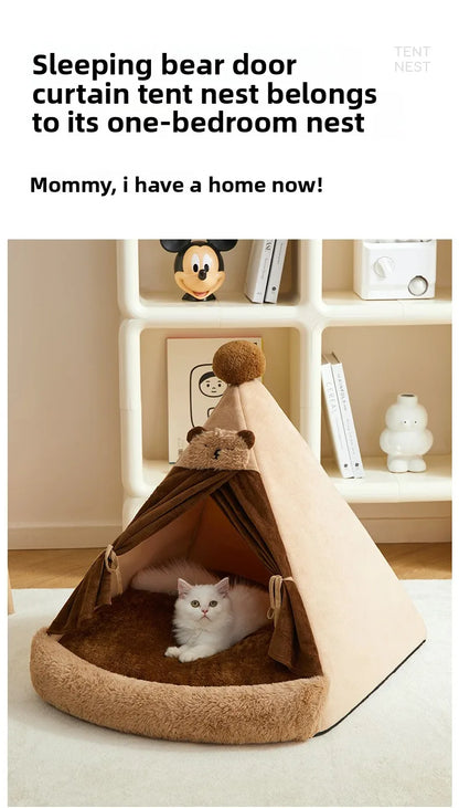 All Season Semi Enclosed Cat Dog Pet House Warm Winter Tent Shelter Wholesale Cat House Cat Accessories Cat's Nest Keeps Warm