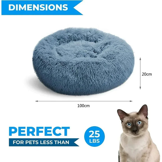 Self-Warming Round Plush Pet Bed – Machine Washable Non-Slip Cushion Bed for Cats & Dogs (S–XL, Multiple Colours) - Pet Suppie