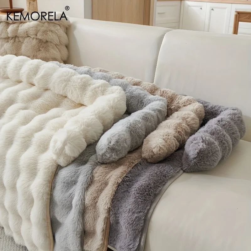 Thickened Warm Imitation Rabbit Fur Dog Bed Luxury Plush Pet Mattress with Pillow Scratch-Resistant Anti-Slip for Medium Dogs