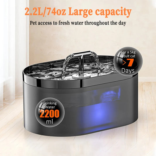 2.2L T-shaped Cat Water Fountain,Pet Water Dispenser With Filter,Dog Drinking Fountain For Cats,Ultra Quiet Water Pump