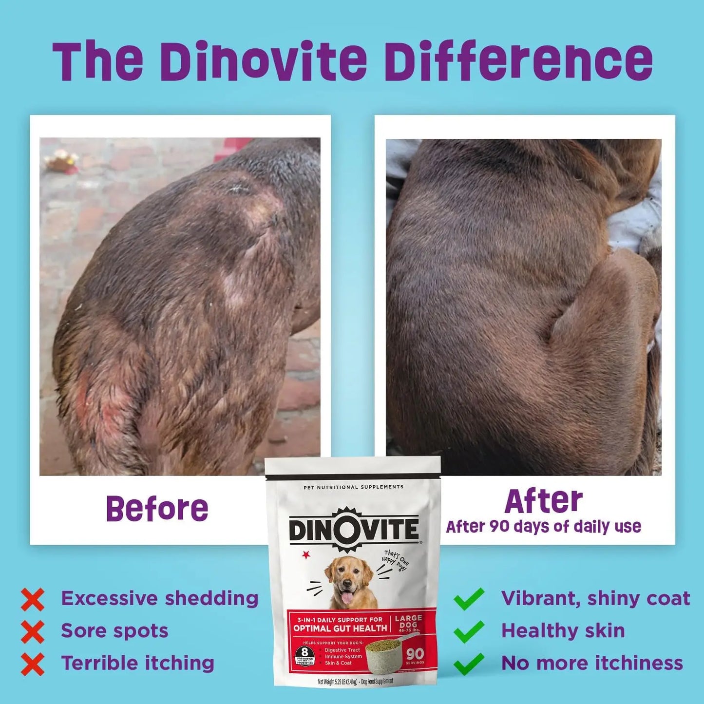 Probiotic Supplement for Dogs, 3, Hot Spot Relief, Skin & Coat Supplement, 90 Day Supply for Large Dogs
