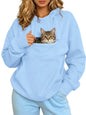 Pet Lover Sweatshirt Women Pet Carrier Hoodie With Pet Pocket Drawstring Long Sleeve Cat Dog Holding Pullover Solid Loose Casual