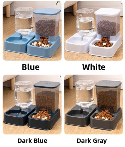 1.2L/1.5L Pet Automatic Feeder Plastic Large Capacity Cat Dog Water Dispenser Feeder Set 3 Colors 2 Styles