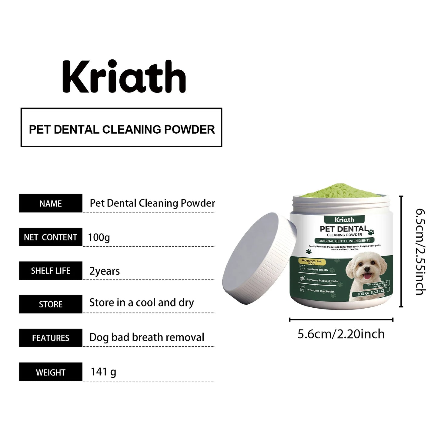 Natural Pet Dental Powder Cat Dog Breath Freshener Oral Health Care Clean Teeth Plaque Defense Enzyme Formula Pet Supplies