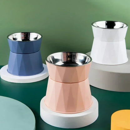 Pet supplies cat food bowl raised pet puppy feeder water bowl stainless steel cat water feed dish pet eating cat